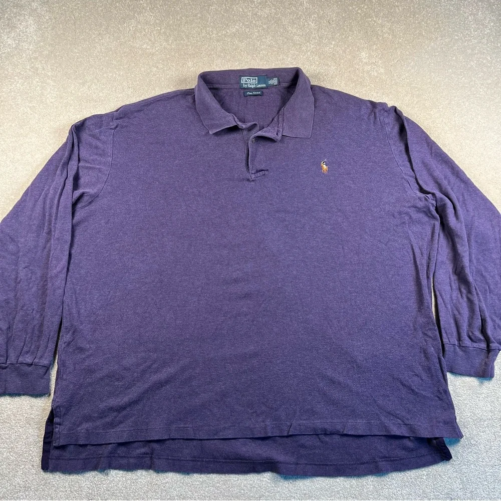 Polo Ralph Lauren Polo LS Purple Cotton Pima Interlock Collared Casual Men's XL
